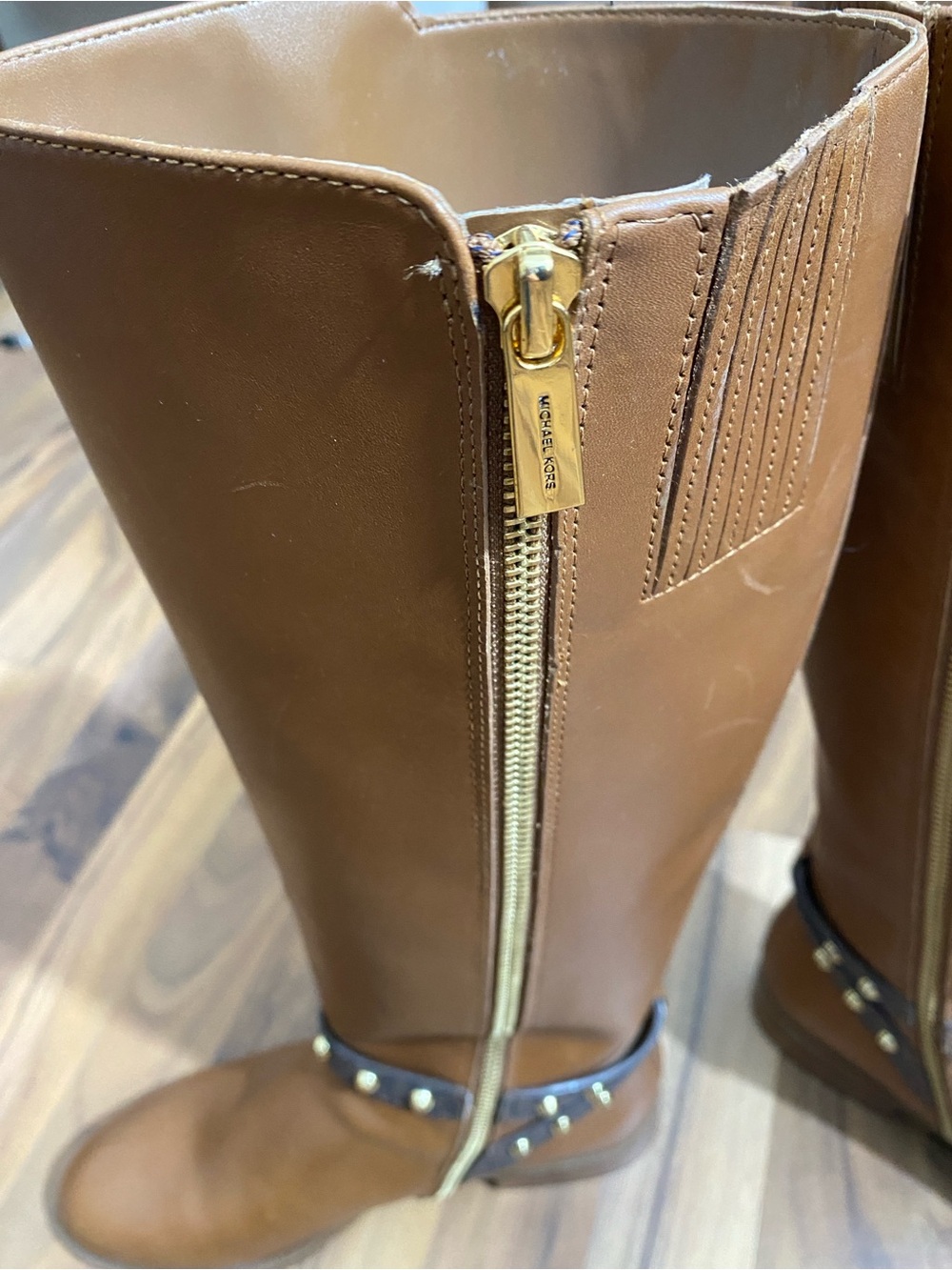 Michael Kors Chestnut Brown Over-the-Knee Studded Strap Boots NWOT - Picture 6 of 10